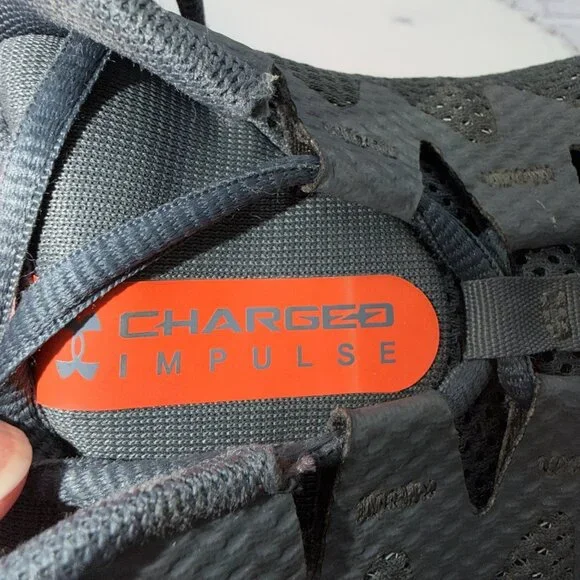 Under Armour Charged Impulse Running Shoes Men's 13 Gray Orange Athletic Sneaker - Picture 10 of 11